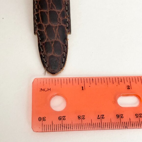 Vintage Brighton Womens Brown Leather Belt Imitation Alligator Size 28 Small - Picture 15 of 16